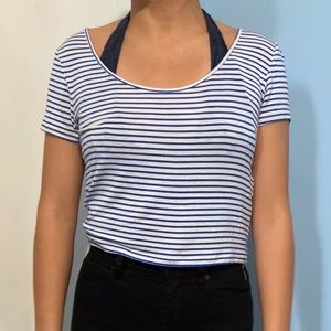 Blue and White Crop Top